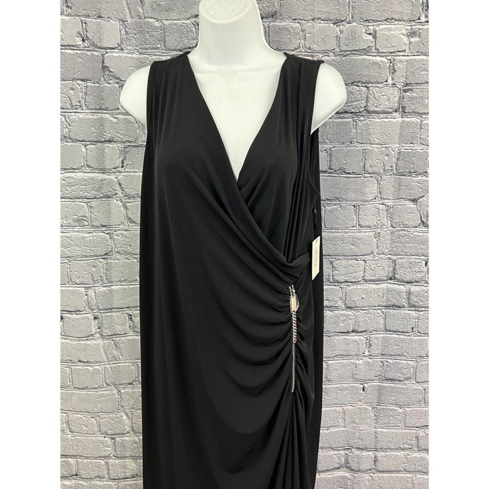 Chico's Dress Black Solid Zip Knit Kit Size 2 L 12 NWT - Picture 2 of 10